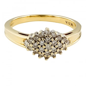 9ct gold Diamond 0.25cts Cluster Ring size P